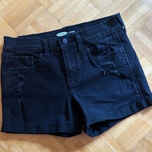 Old Navy Black Jean Shorts Distressed Cut-Off Style